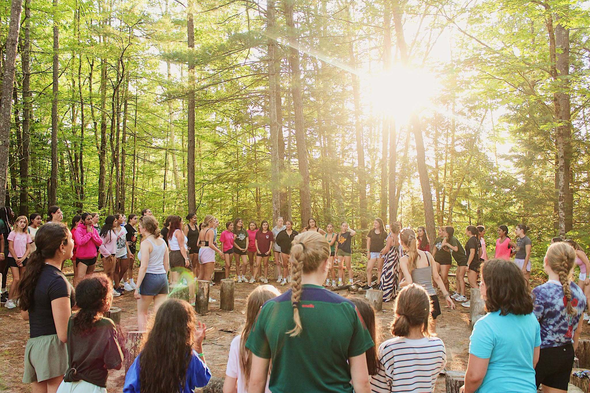Campers Gather for an Evening Program at Camp Marist